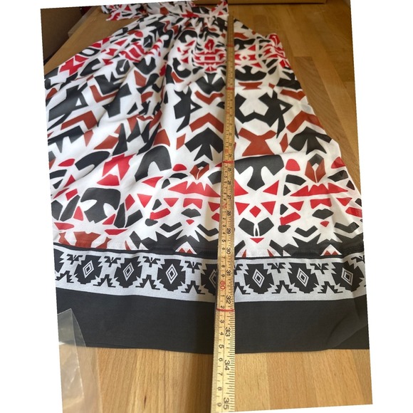 Abstract Print Halter Shift Neck Wrap Lined Dress M. Eva Mendes Sheer Size Small - Picture 7 of 7